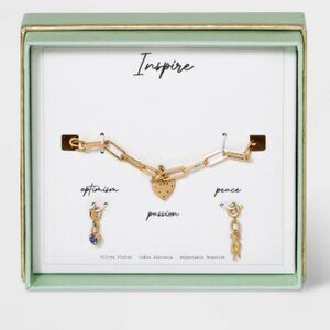 Charm Bracelet Gold Dipped Silver Plated Interchangeable Inspire Set Jewelry